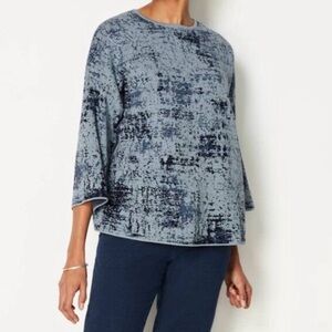 Blue Textured Knit Women’s Sweater